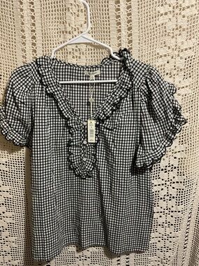 NWT Max Studio checkered top Large